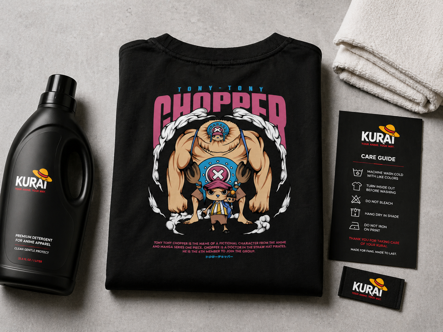 Guía de lavado de playeras con estampado de anime KURAI